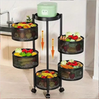 [Llevá 2 y Pagá 1] Frutera MetalRack de Acero Inoxidable Rotativa de 4/5 Niveles + REGALO: Kit de Potes Herméticos