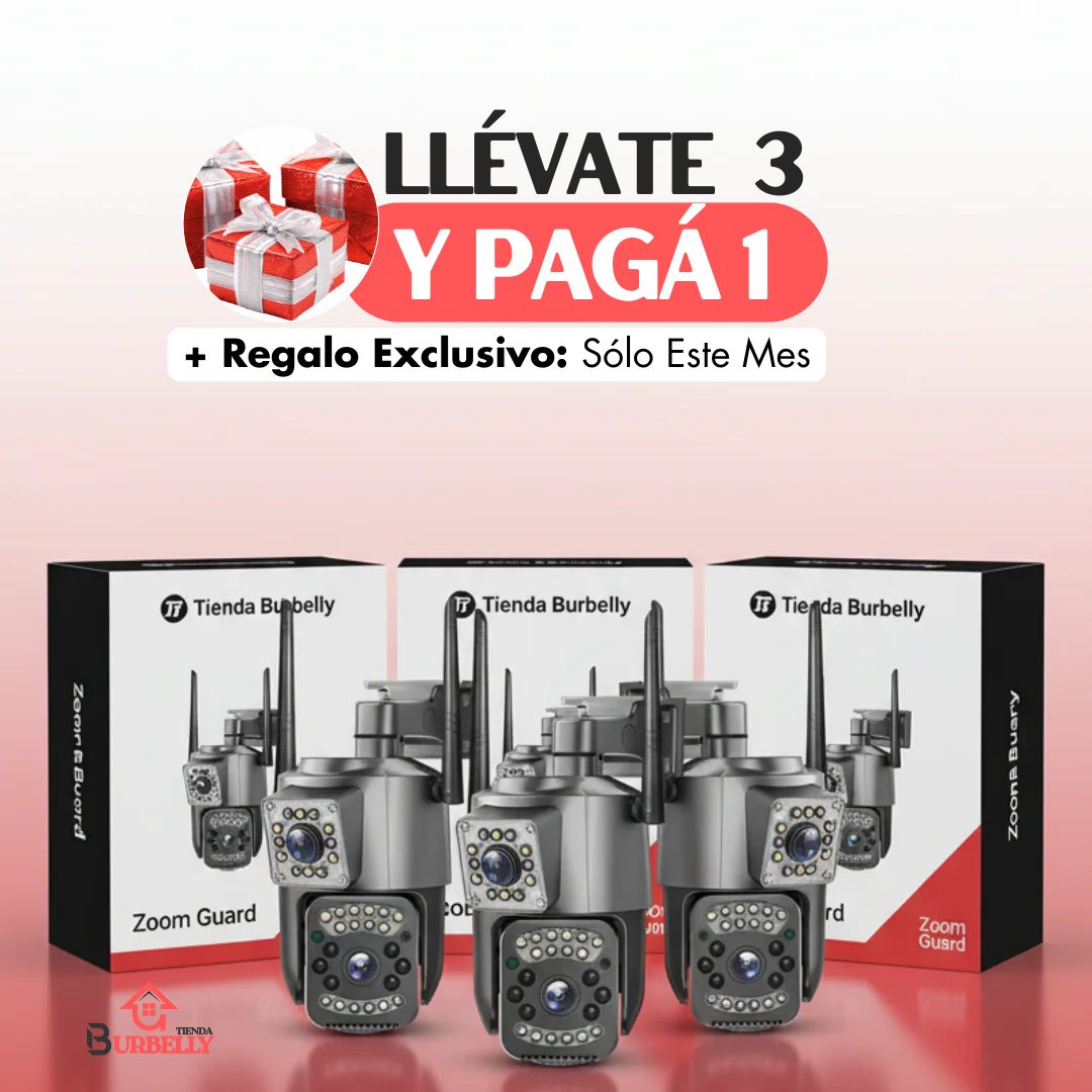 Llévate 3 y Pagá 1 - Cámara de Seguridad Zoom 4K Con Memoria Ilimitada, Doble Lente, Visión Nocturna y Sin Cables + Regalo